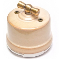 Нажмите для увеличения Выключатель ретро двухклавишный (оконечный) 4-х позиционный фарфоровый Salvador ОР21GD, бежевый